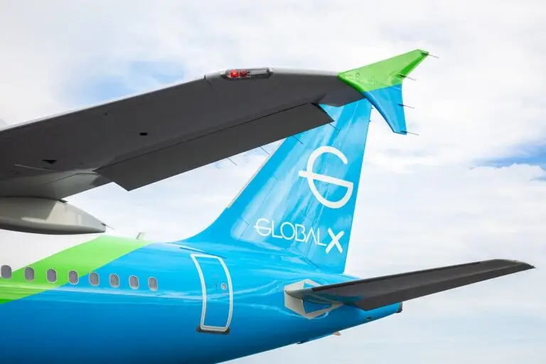 Tail of Plane with GlobalX Airline Logo